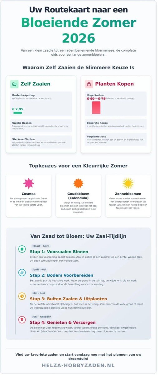Eenjarige zomerbloeiers zaaien: De complete gids voor een kleurrijke tuin in 2026
