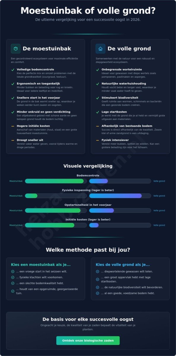 Moestuinbak of volle grond: wat is de beste keuze voor jouw tuin in 2026?