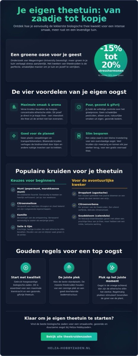 Thee kruiden zelf kweken: de complete gids voor een verse theetuin in 2026