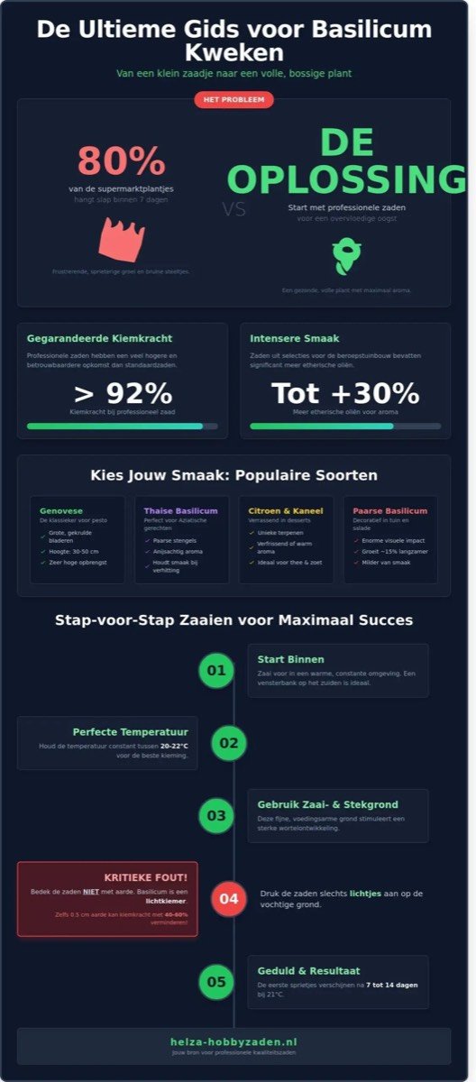 Basilicum Kweken in 2026: Van Zaadje tot Overvloedige Oogst