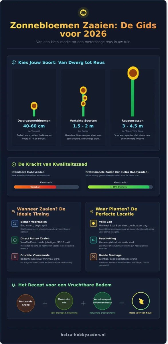 Zonnebloemen zaaien in 2026: De complete gids voor reusachtige resultaten