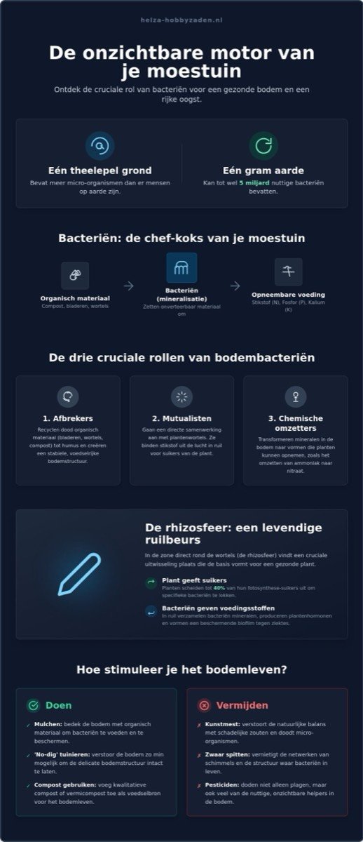 De rol van bacteriën in een gezonde moestuinbodem: de onzichtbare motor achter jouw oogst