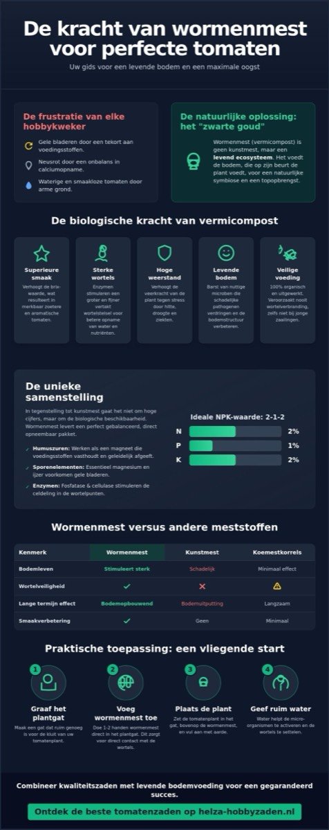 Wormenmest voor tomatenplanten: de complete gids voor een topopbrengst in 2026