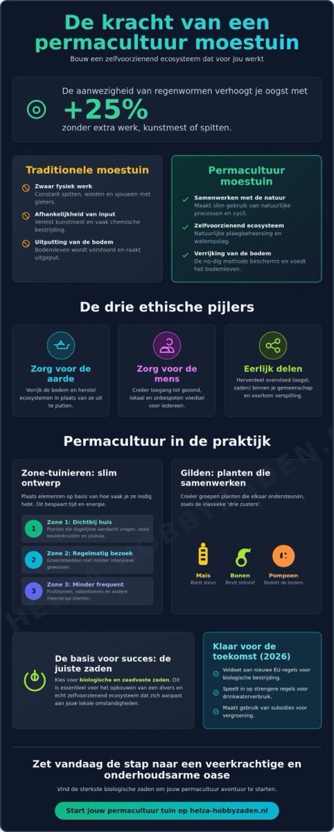Permacultuur moestuin principes: de complete gids voor een veerkrachtige tuin in 2026