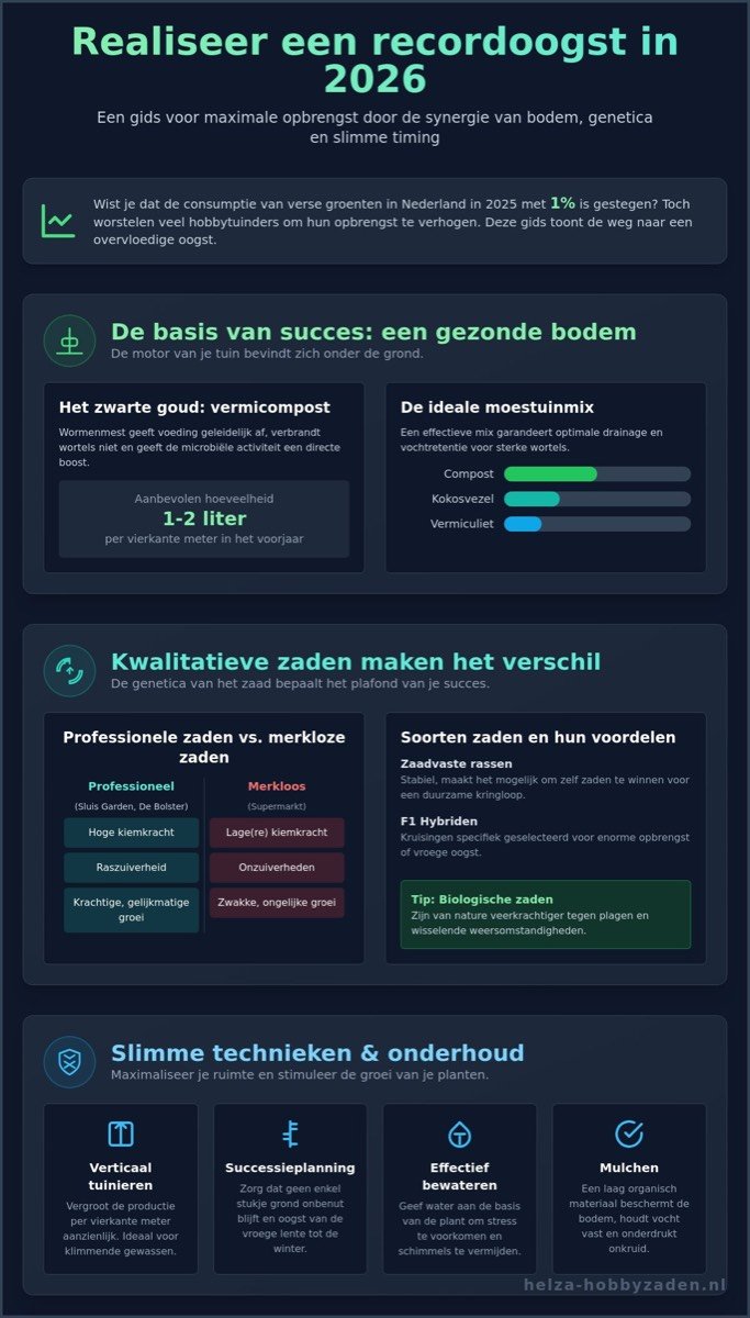 Moestuin opbrengst verhogen: de complete gids voor een recordoogst in 2026