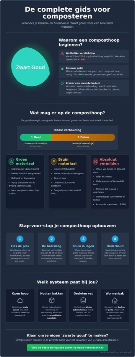 Composthoop beginnen: de complete gids voor een vruchtbare tuin in 2026