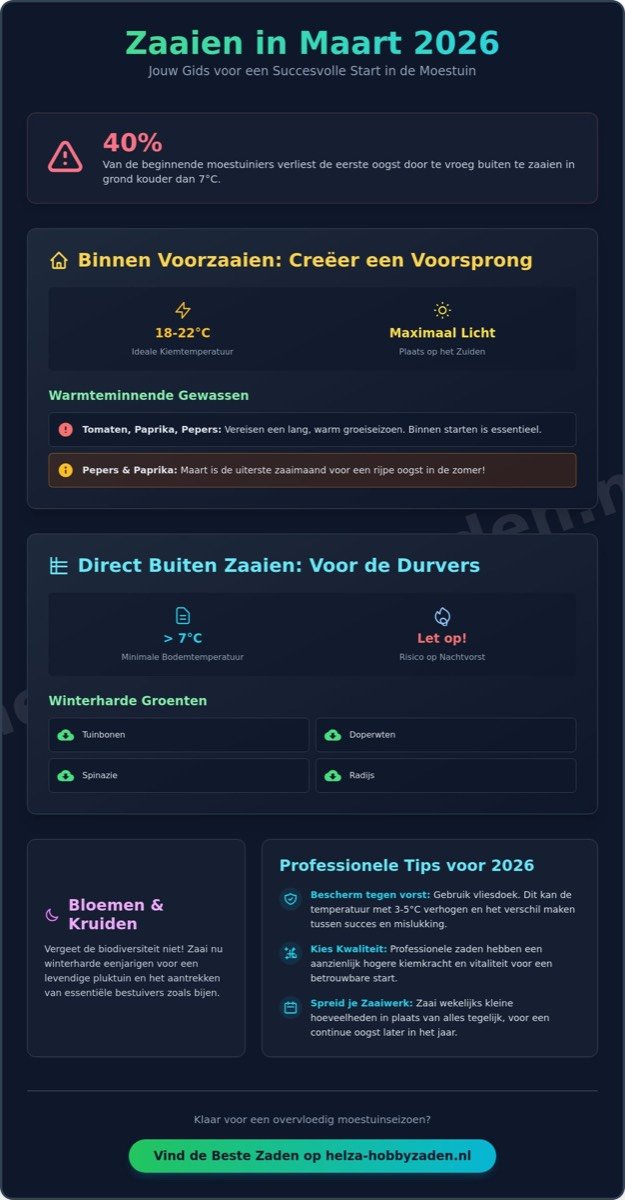 Wat zaaien in maart 2026? De complete zaaikalender voor de moestuin