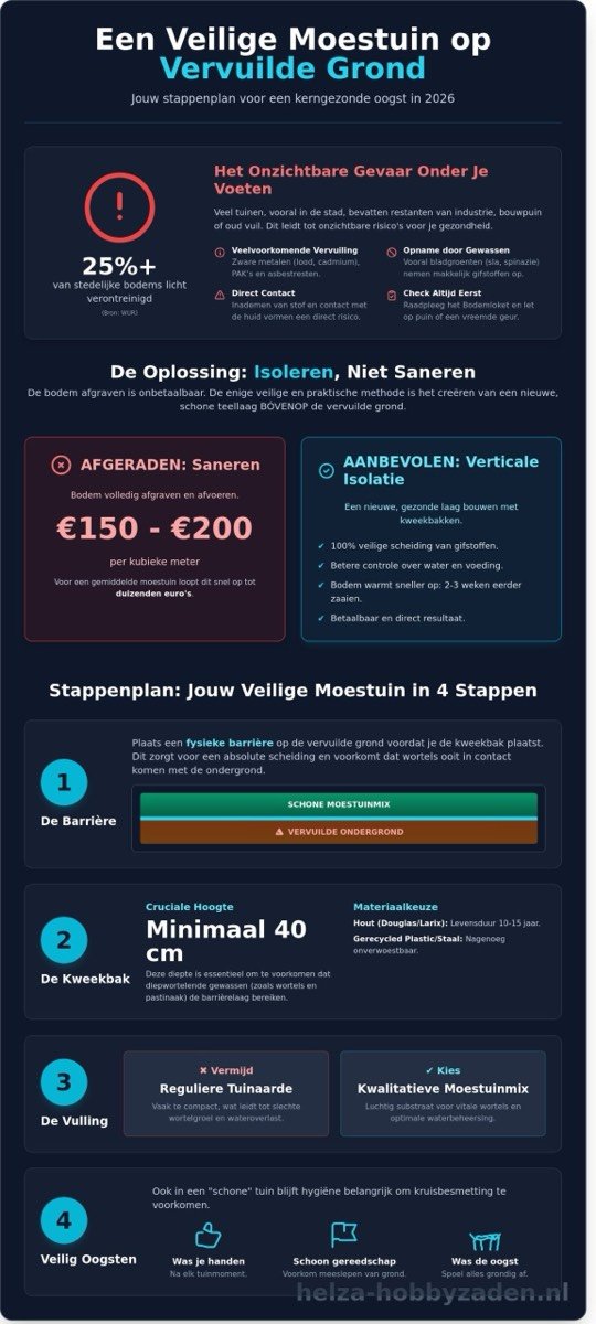 Moestuin aanleggen op vervuilde grond: Veilig en succesvol kweken in 2026