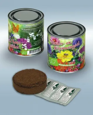 Boeketje in blik Vlinder- en Bijenmengsel BIO